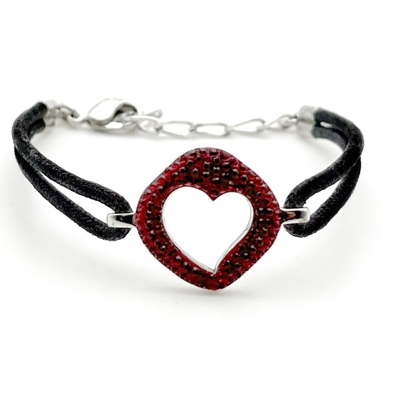 Swarovski Jewelry - Swarovski Red Crystal Pavé Heart Bracelet (vintage 90's)